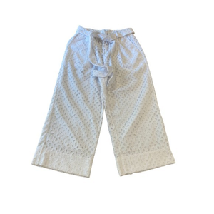 NWT J. Crew Tie-Waist Eyelet Pant - White‎ - Size 10